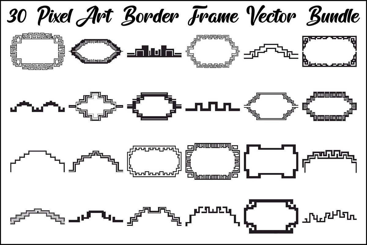 Pixel Art Border Frame SVG Bundle, an Illustration by Gfx_Store (Photo 1 of 31)