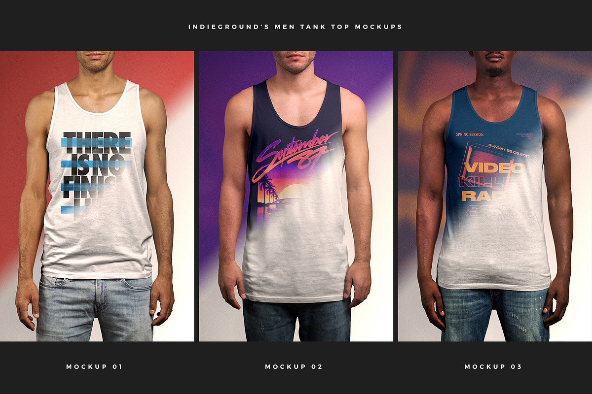 Men Tank Top Mockups, a Shirt Mockup by Indieground Design Inc. (Photo 2 of 5)