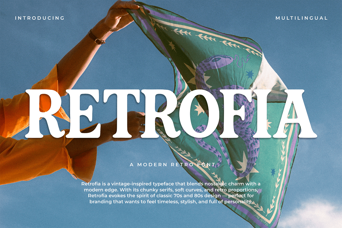 Retrofia – A Modern Retro Typeface, a Serif Font by overlaytemplates (Photo 1 of 5)