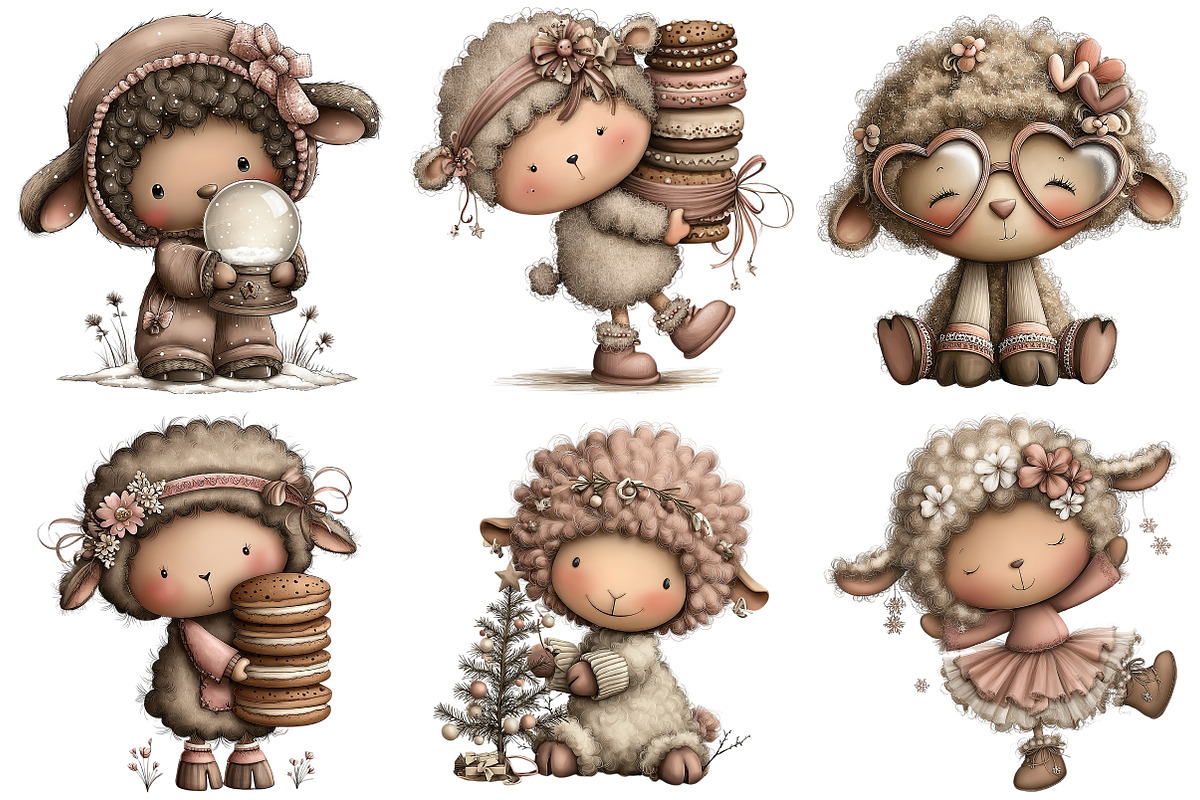 Funny Christmas Sheep Clipart, an Illustration by Craft Nest (Photo 4 of 10)