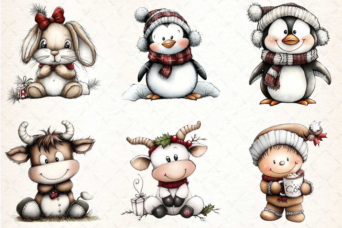 Whimsical Christmas Clipart Bundle, an Illustration by DreamCafeArt (Photo 5 of 8)