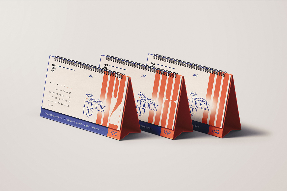Horizontal Desk Calendar Mockup Set, a Print Template by mockupatelier (Photo 4 of 10)