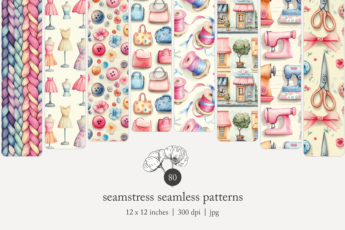 80 seamstress seamless pattern, a Pattern Graphic by Poppy Lane Studio (Photo 1 of 11)