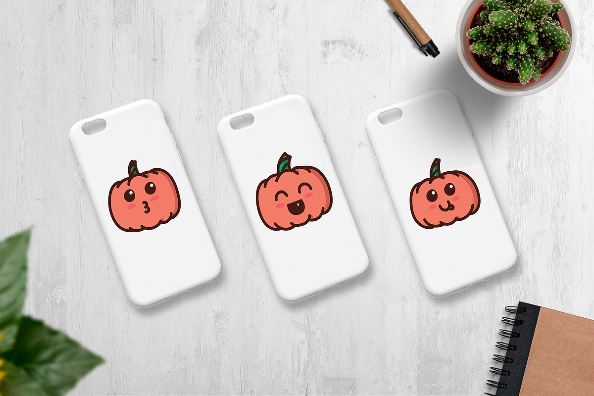 Kawaii Pumpkins. Sticker pack, a Texture Illustration by helgascandinavus (Photo 3 of 7)