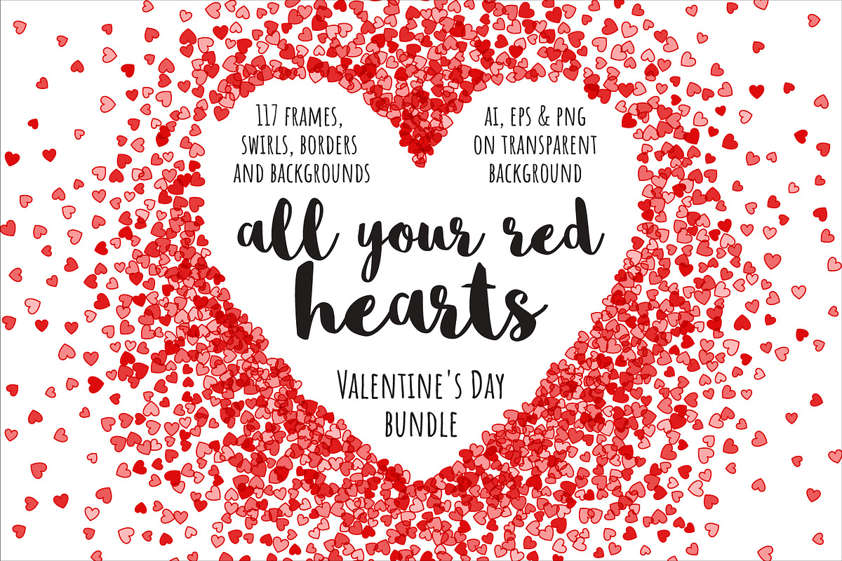 All your red hearts bundle, a Pattern Graphic by ekmelica (Photo 1 of 18)