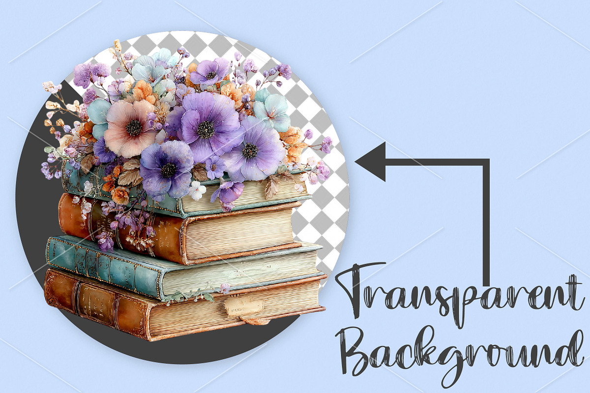 Spring Flower Book Stack Clipart PNG, an Illustration by Canvas Craft (Photo 2 of 7)