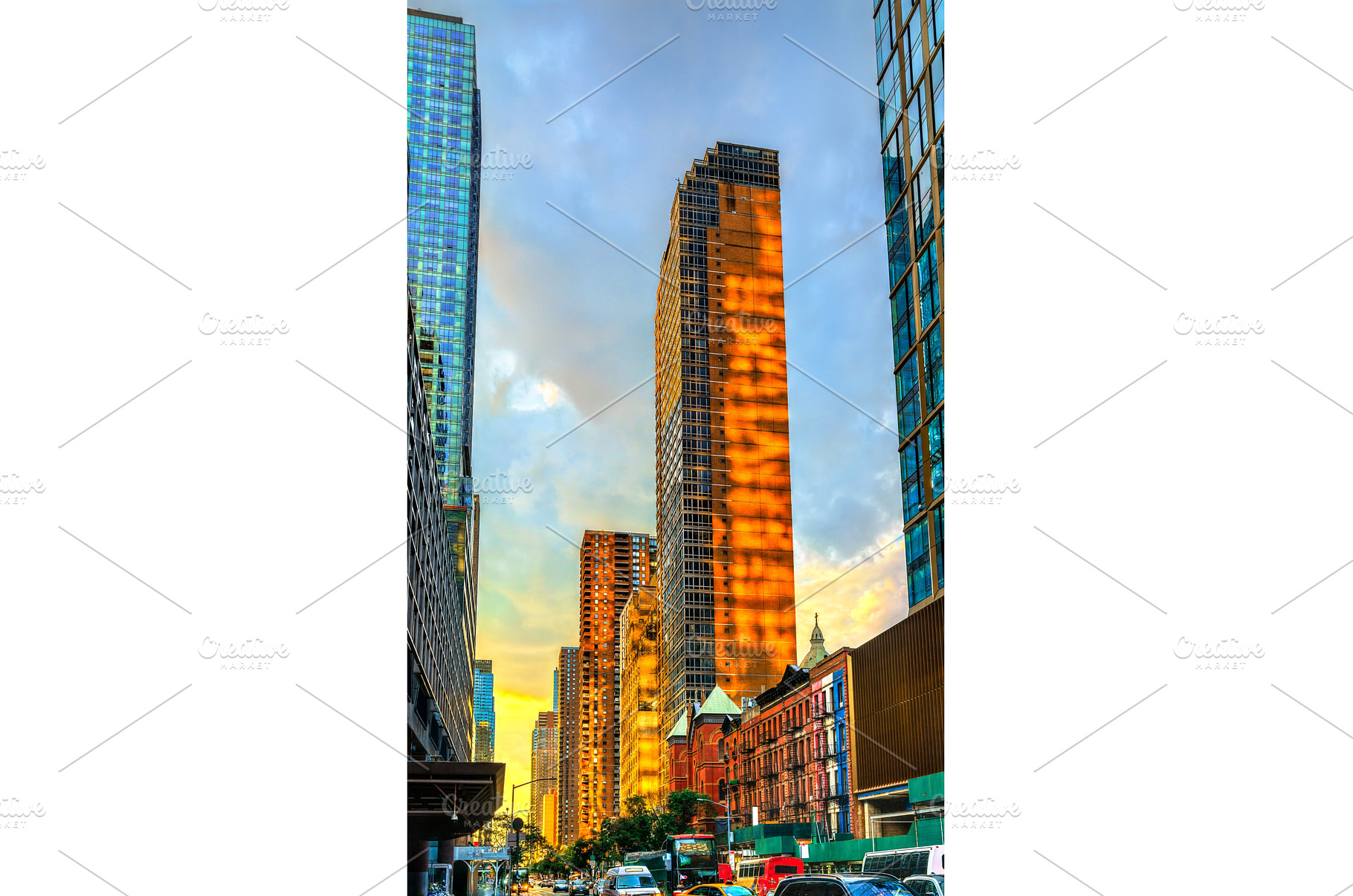 Sunset light on skyscrapers of, an Architecture Photo by Leonid Andronov