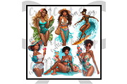 Black Woman Summer girls clipart, an Illustration by CraftCrateShop (Thumbnail 2 of 6)