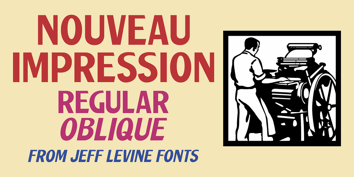 Nouveau Impression JNL, a Sans Serif Font by Jeff Levine Fonts (Photo 1 of 5)