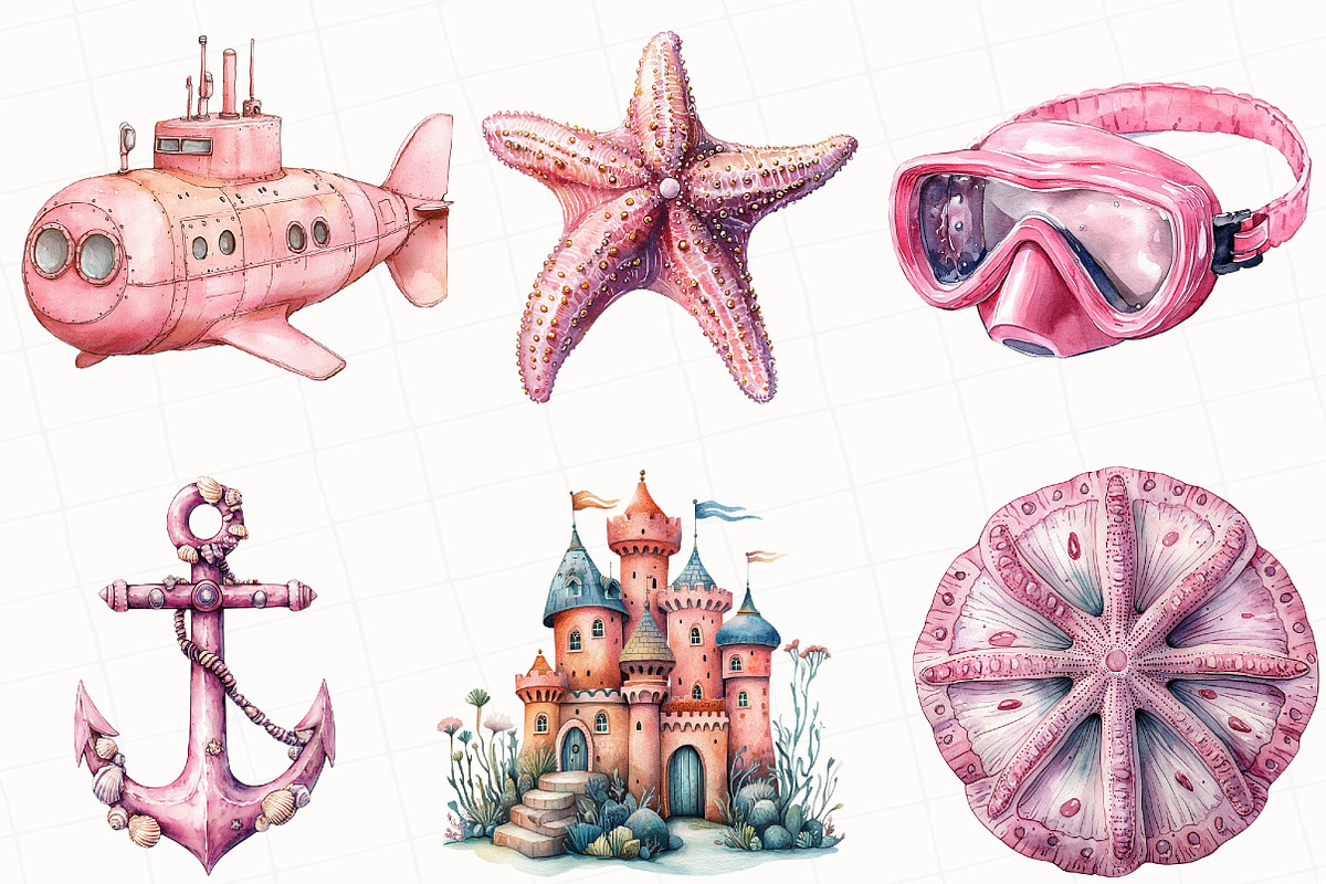 Pink Sea Adventure Clipart, an Illustration by OK Design (Photo 3 of 5)