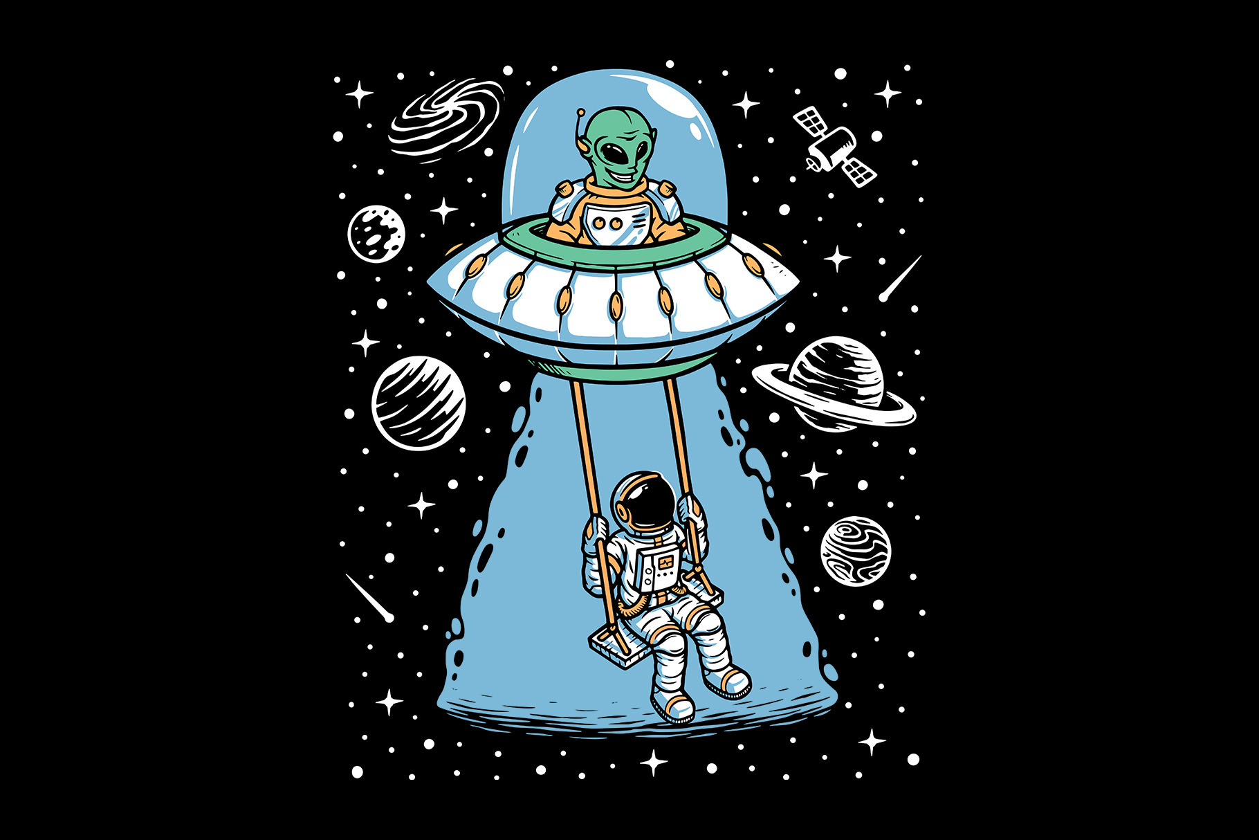 Astronaut and alien playing together | Creative Market
