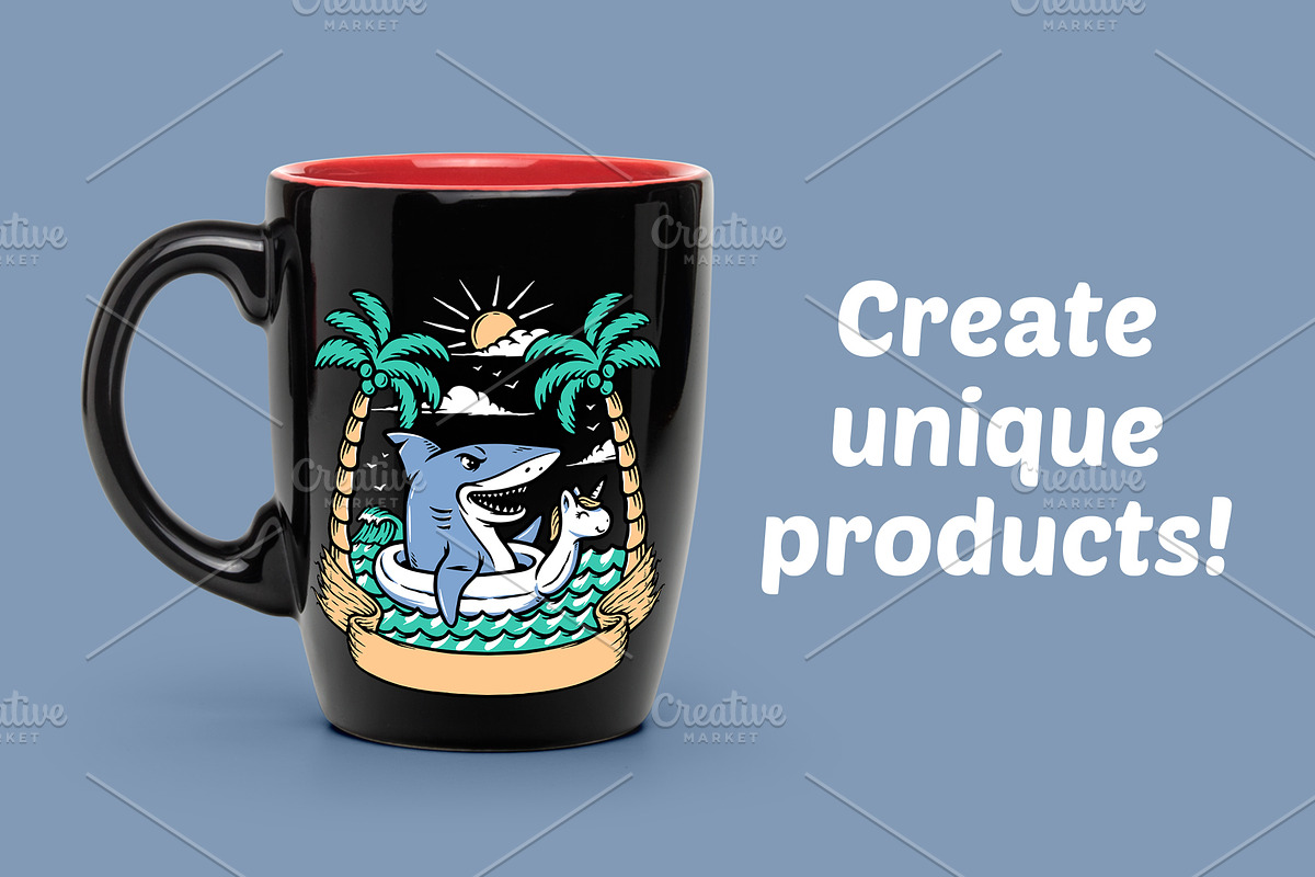 Shark relaxing on the beach, an Animal Illustration by gunaonedesign (Photo 2 of 5)