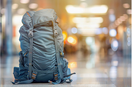 Travel Backpack in Busy Airport, a Transportation Photo by Lermont51