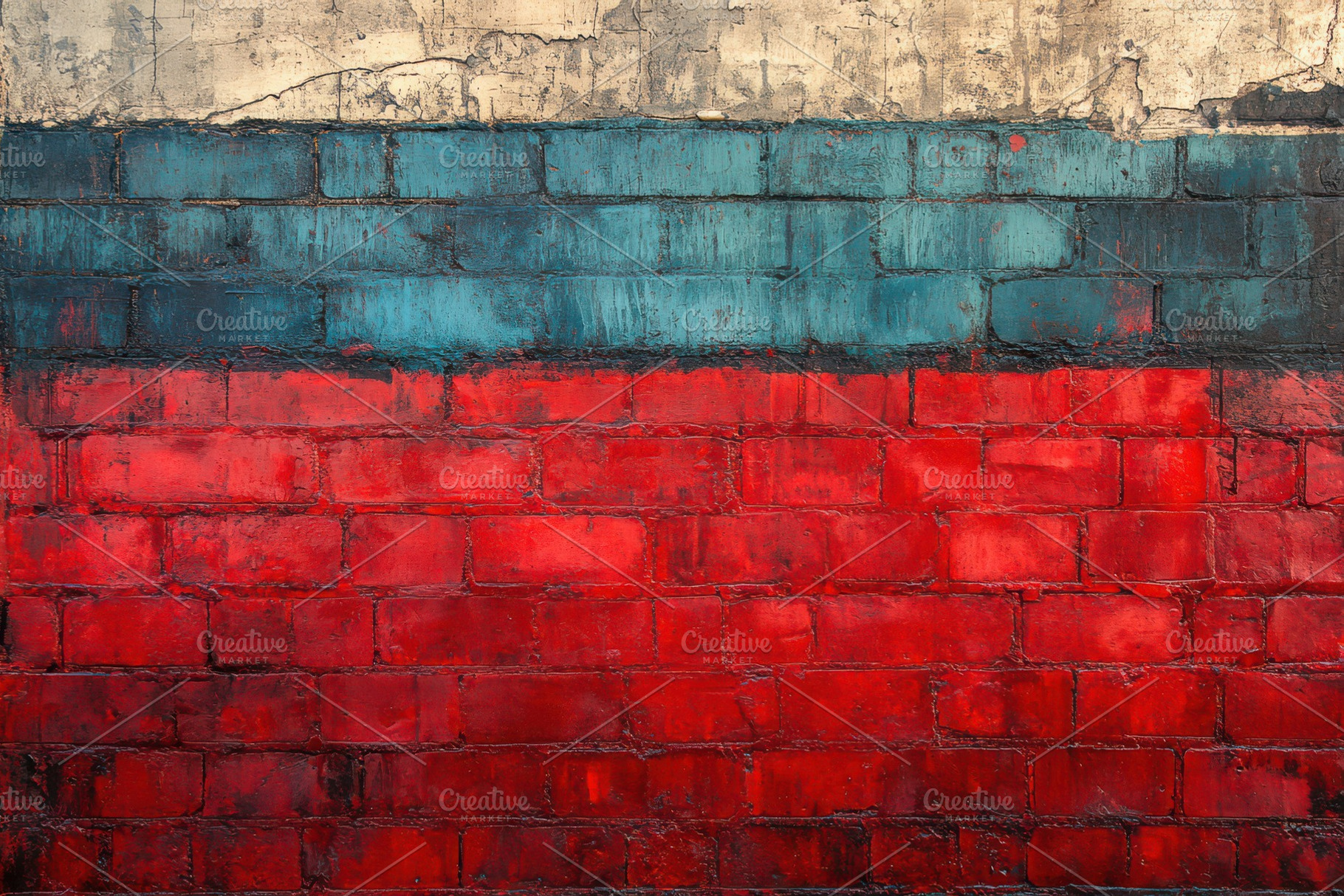 Red blue and white painted brick wal, a Background Photo by Pixeness Studio