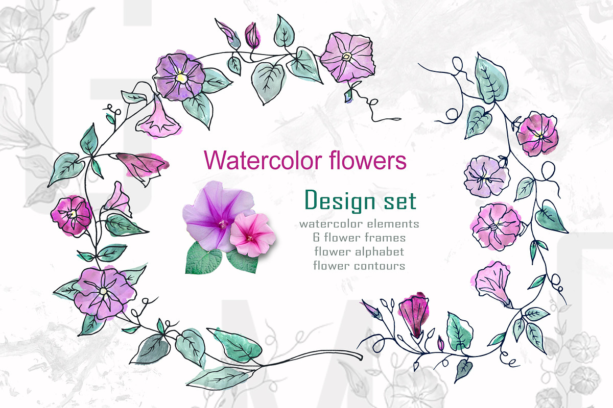 Spring floral alphabet. Graphic set., an Illustration by Art Watercolor (Photo 1 of 5)