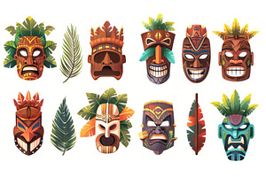 Cartoon tiki mask collection, an Arts & Entertainment Photo by ZinetroN