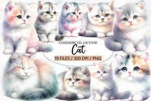 Watercolor Cat clipart, an Illustration by Designworld