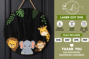Safari Animals Door Hanger Laser Cut, a Work Illustration by Daily.Designs (Thumbnail 2 of 3)