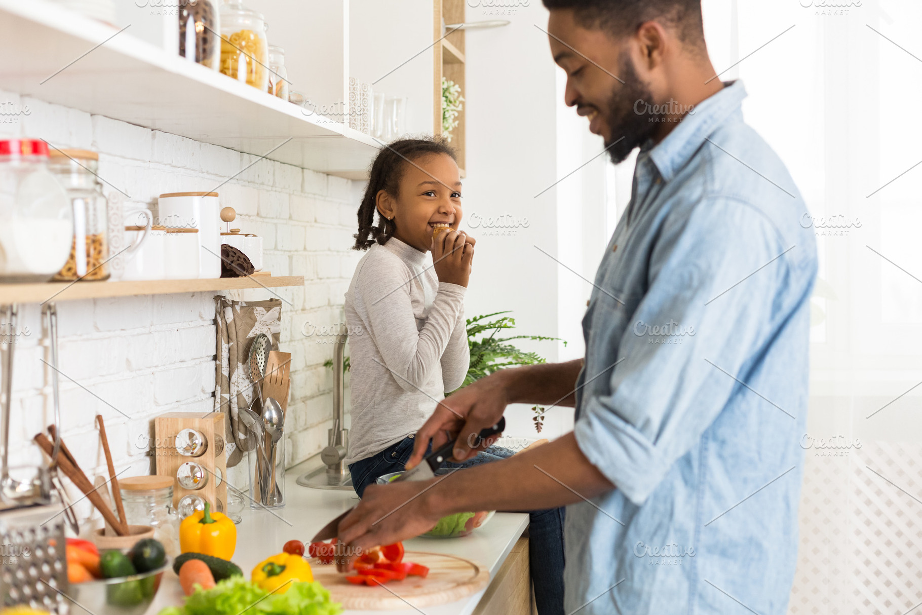 Father and daughter preparing health, a Photo by Prostock-Studio