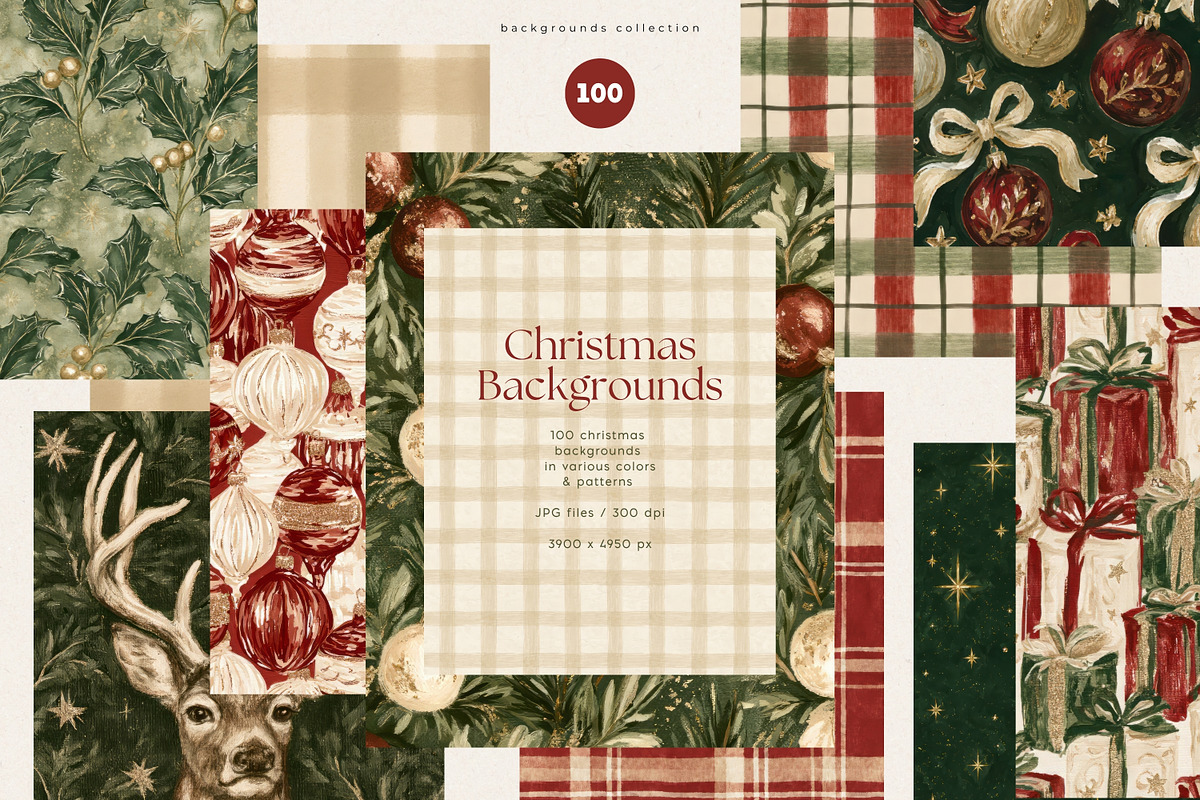 100 Christmas Backgrounds, a Background Graphic by PeDe Designs (Photo 1 of 18)