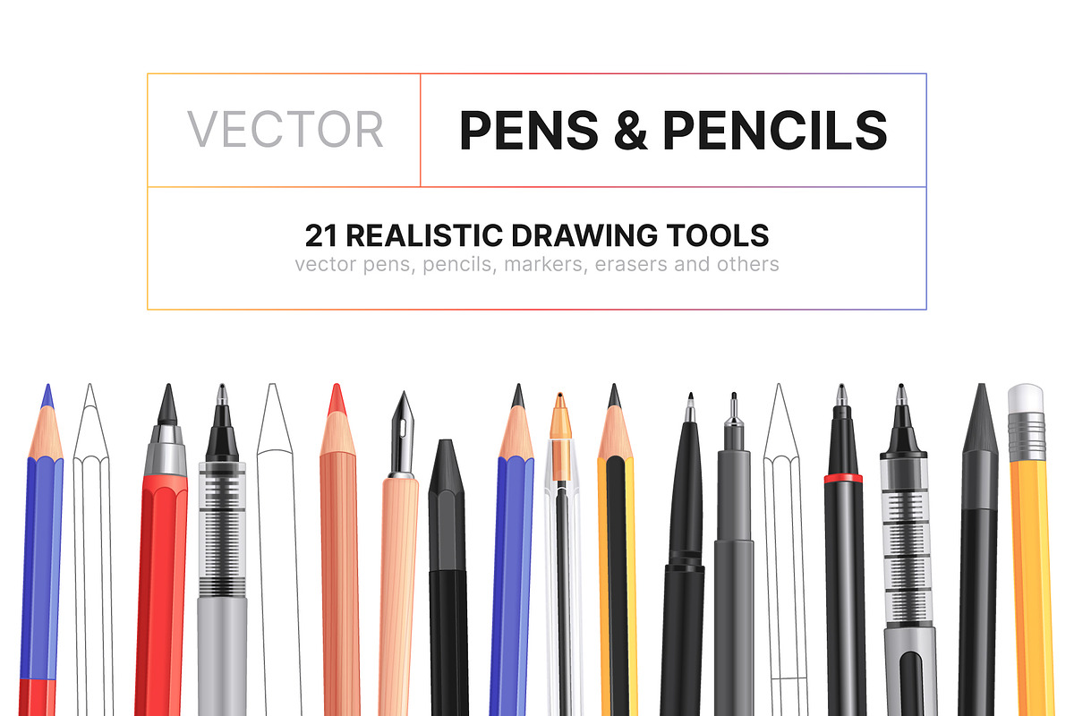 Vector Pens & Pencils, an Object Graphic by Side Project (Photo 1 of 8)