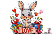 Bunny love PNG Clipart Bundle, a Graphic by Clipart Bloom (Thumbnail 8 of 12)