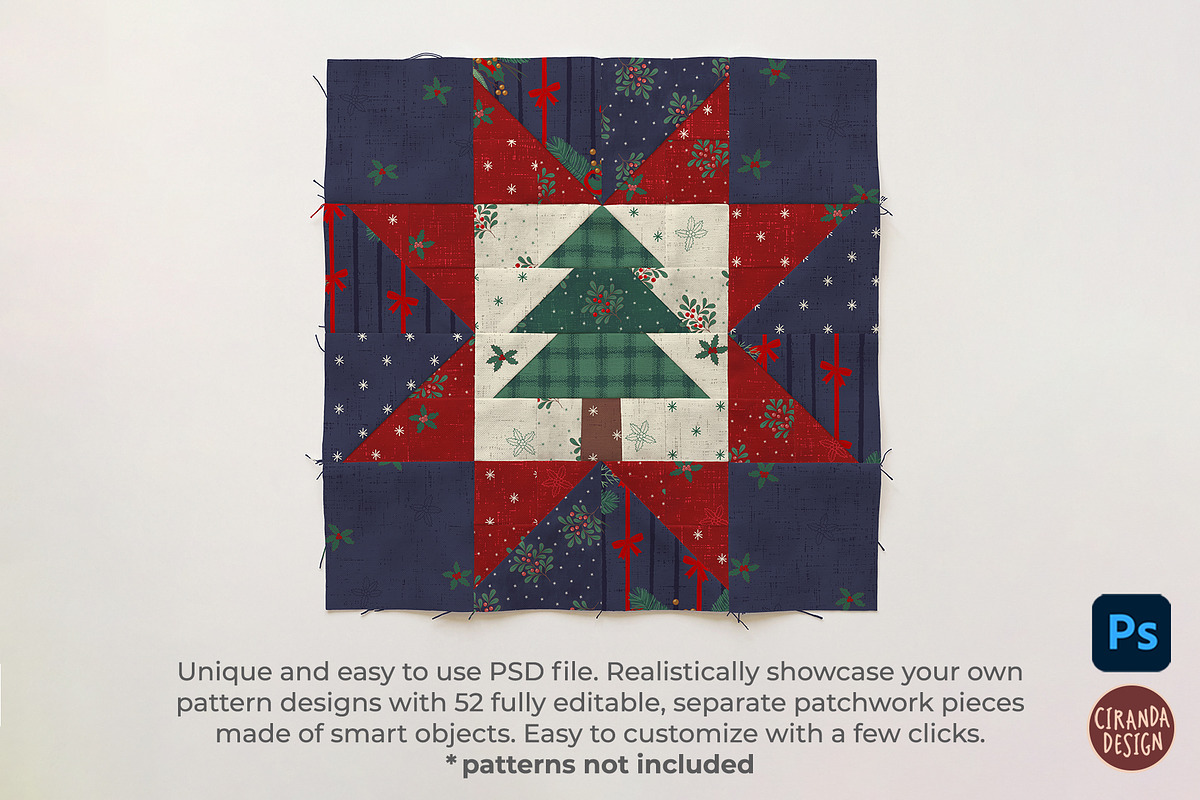 Christmas Tree Quilt Block Mockup, a Household Mockup by Ciranda Design (Photo 3 of 10)
