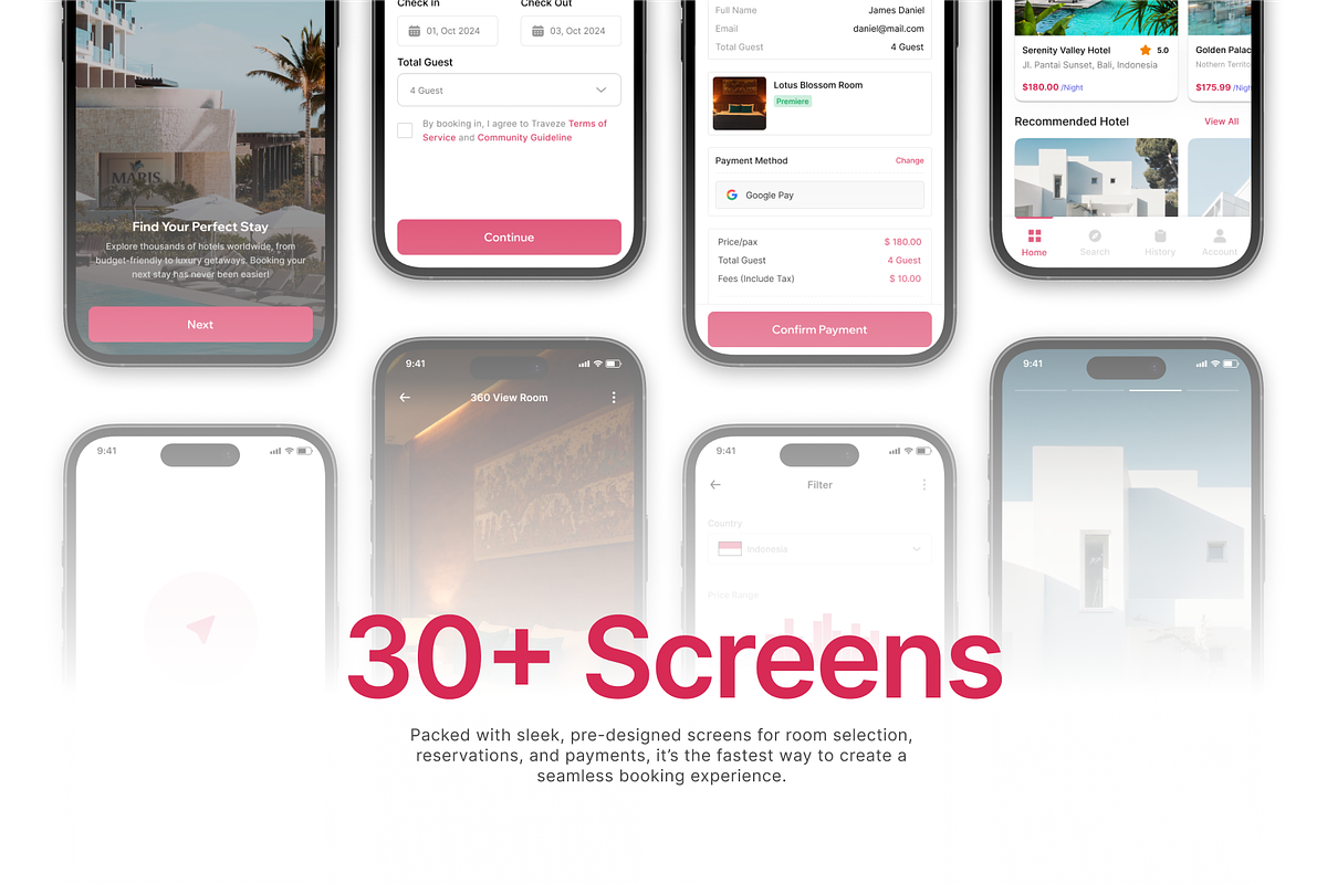 Hostella - Hotel Booking App UI Kit, an UI Kit Template by restiyathena (Photo 4 of 6)