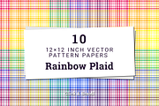 10 Rainbow Plaid Pattern Papers, a Pattern Graphic by Anne Elster Design (Thumbnail 1 of 4)