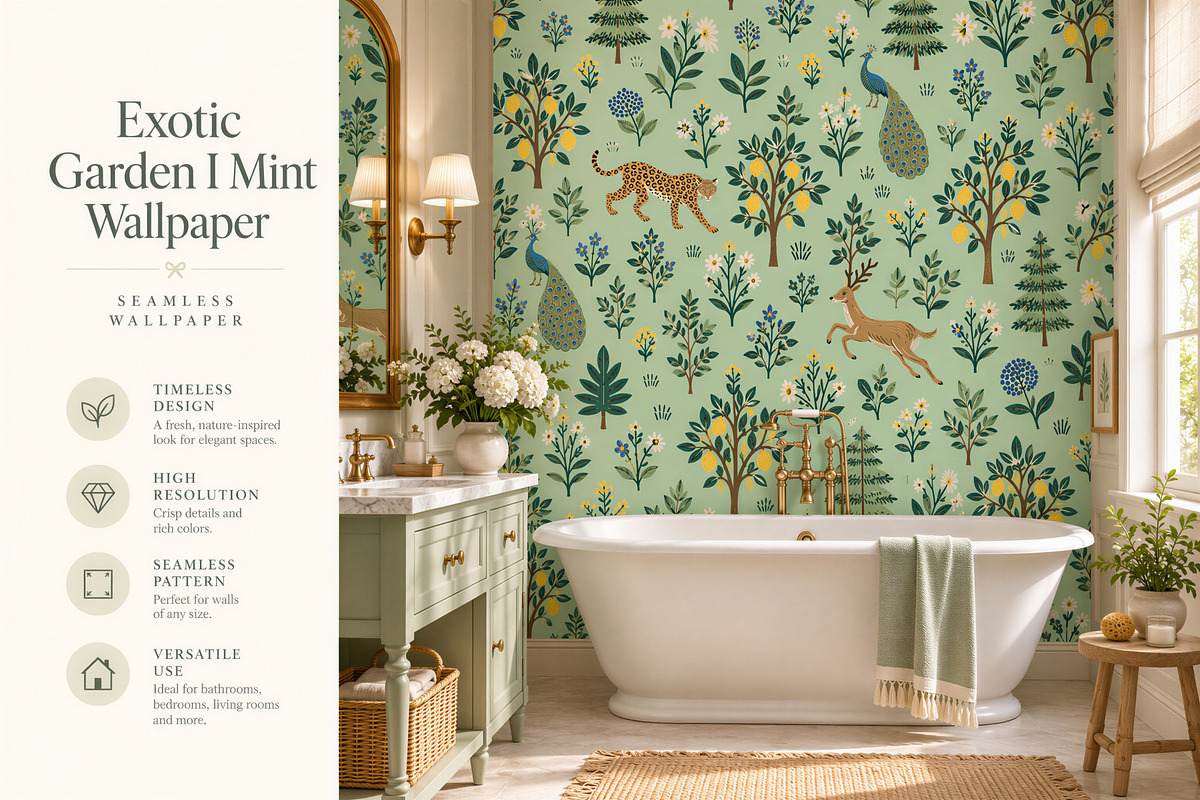 Exotic Garden I Mint Wallpaper, a Wallpaper Graphic by by creative paper (Photo 8 of 15)