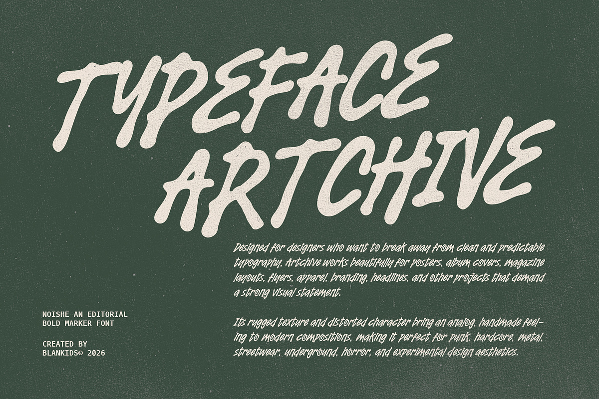 Noishe - Editorial Bold Marker Font, a Handwritten Font by Blankids Studio (Photo 3 of 11)