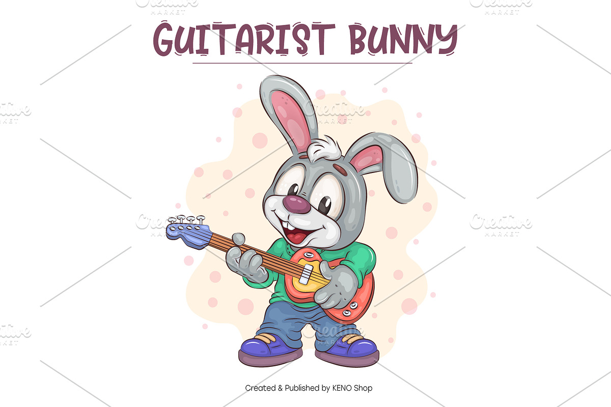 Set of Cartoon Bunny_02. T-Shirt., an Animal Illustration by KENO Mascots (Photo 2 of 7)