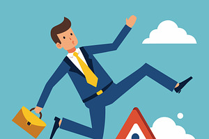 man leaping over warning sign, a Person Illustration by SouravDesign