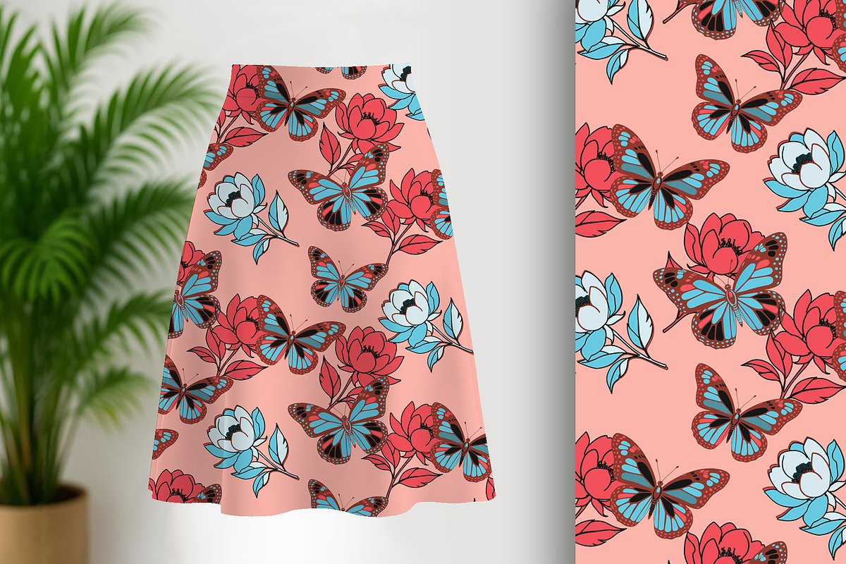 Rose Butterfly Floral Seamless, a Pattern Graphic by Sharon Schwalbe (Photo 1 of 4)