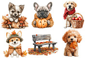 Watercolor Autumn Dog Clipart, an Illustration by Designworld (Thumbnail 2 of 5)