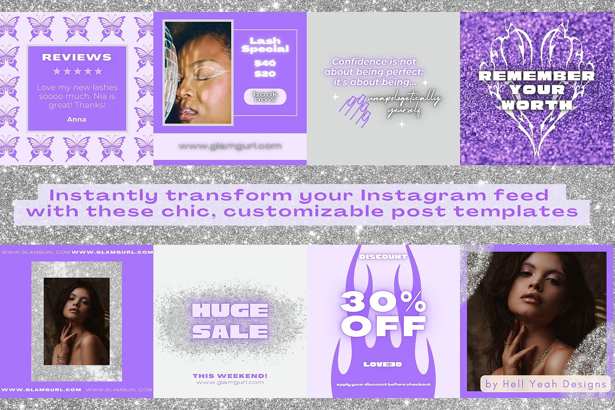 Glam Instagram Post Templates Canva, a Social Media Template by Hell Yeah Designs (Photo 4 of 6)