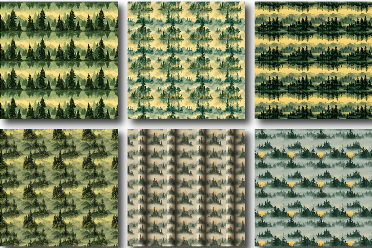 Watercolor Emerald Forest Digital, a Work Illustration by CraftArtStudio (Photo 3 of 4)