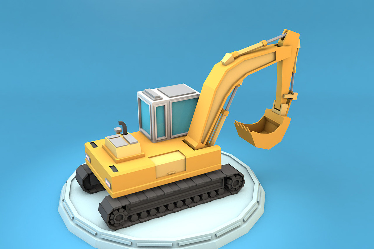 Cartoon Excavator Low Poly, a Cars & Vehicle 3D Model by Low Poly Lab (Photo 5 of 6)