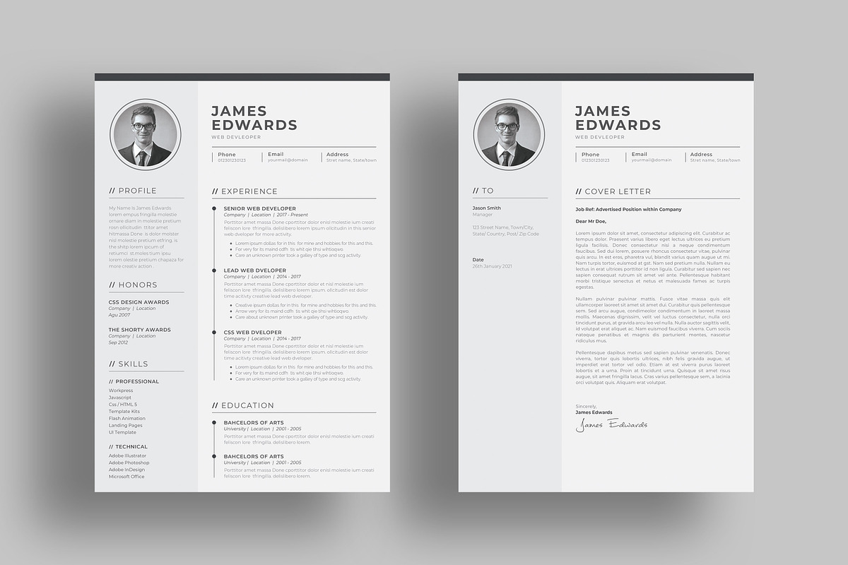Resume Template / CV, a Resume Template by UX-group (Photo 2 of 5)