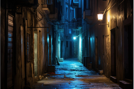 Foreboding Night arrow alley, an Architecture Photo by Ylivdesign