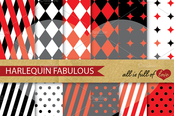 Harlequin Papers Red Black Patterns preview 2