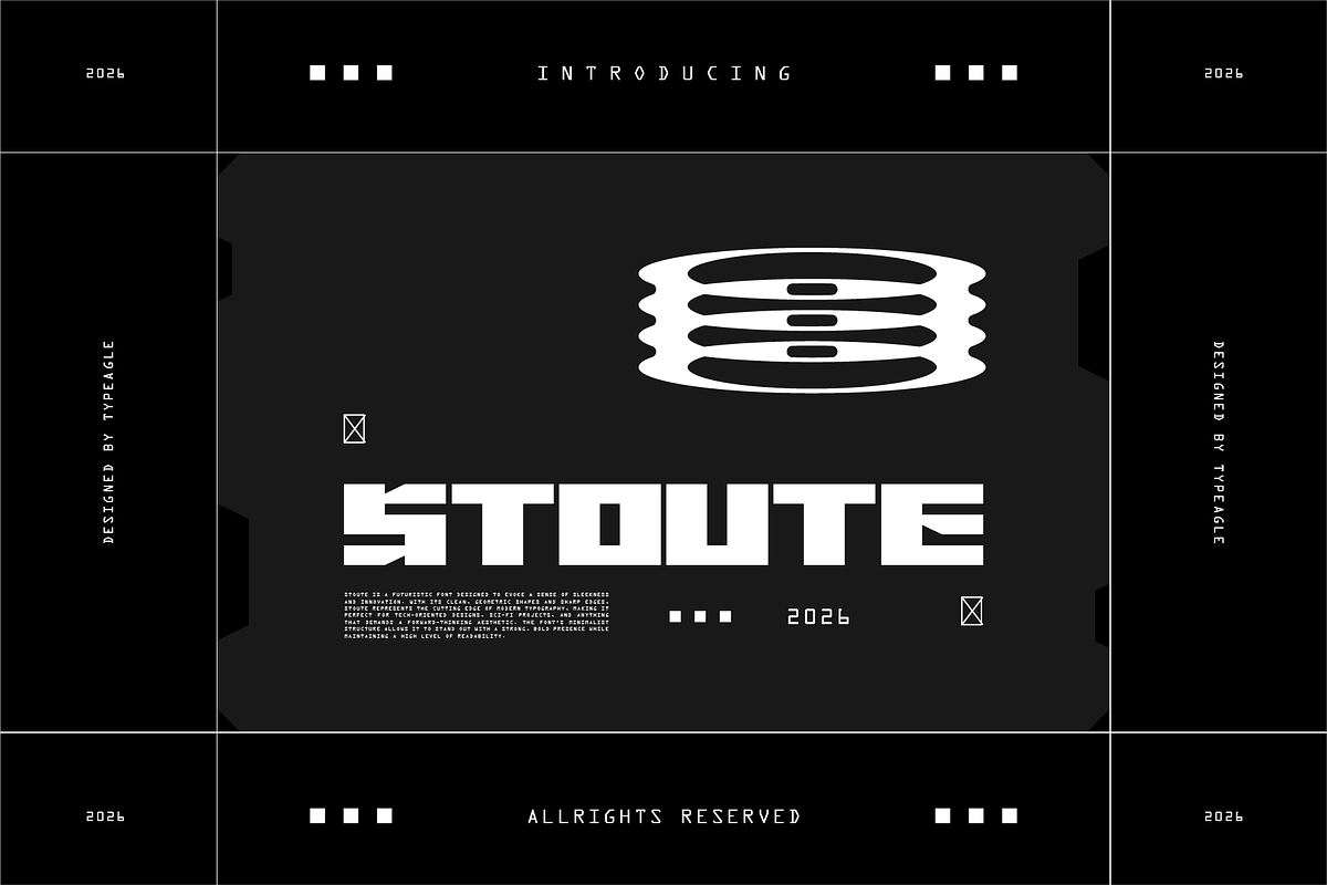 Stoute - Futuristic Display Font, a Sans Serif Font by Typeagle (Photo 1 of 9)