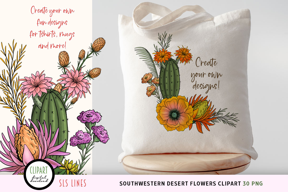 Southwestern Desert Flowers Clipart, a Decorative Illustration by SLS Lines (Photo 5 of 6)