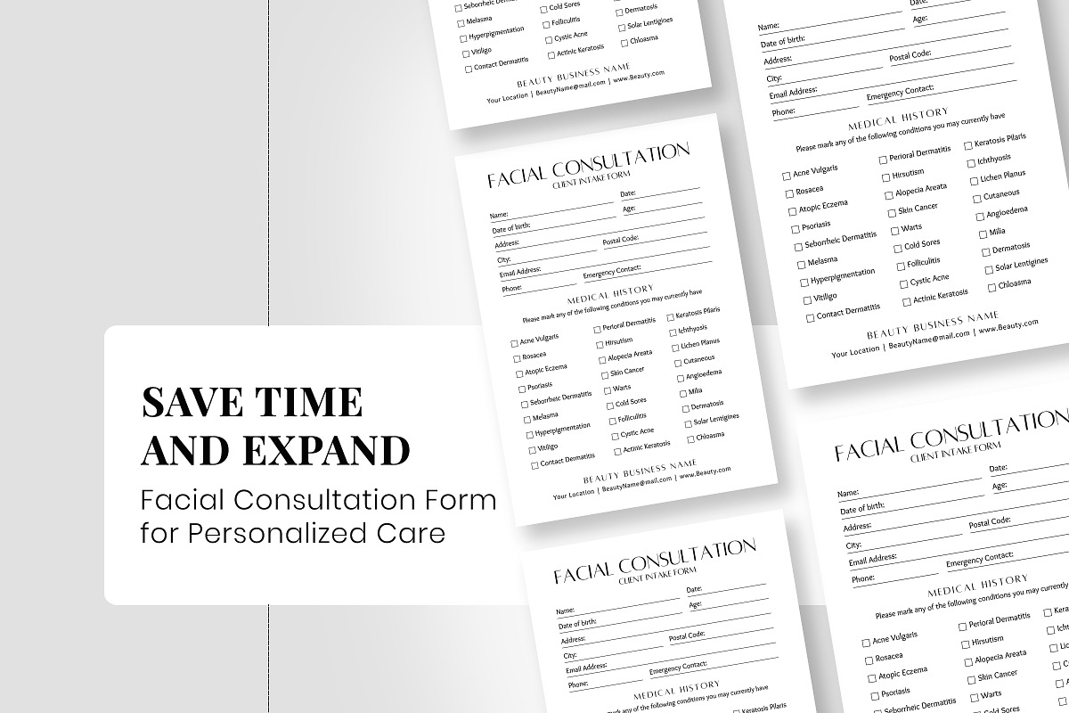 Facial Consultation Form Pdf, a Stationery Template by Snapybiz (Photo 7 of 10)