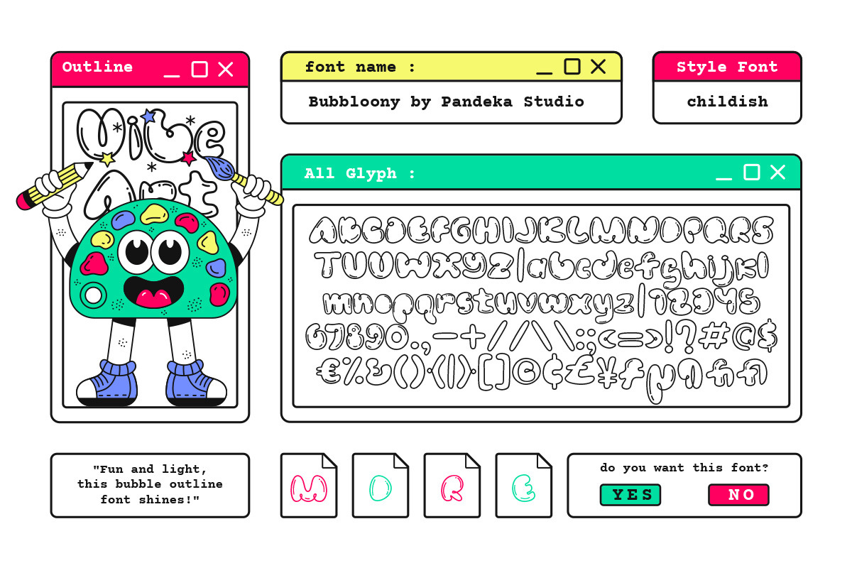 Bubbloony - Bubble Fun Font, a Sans Serif Font by Pandeka Studio (Photo 6 of 7)