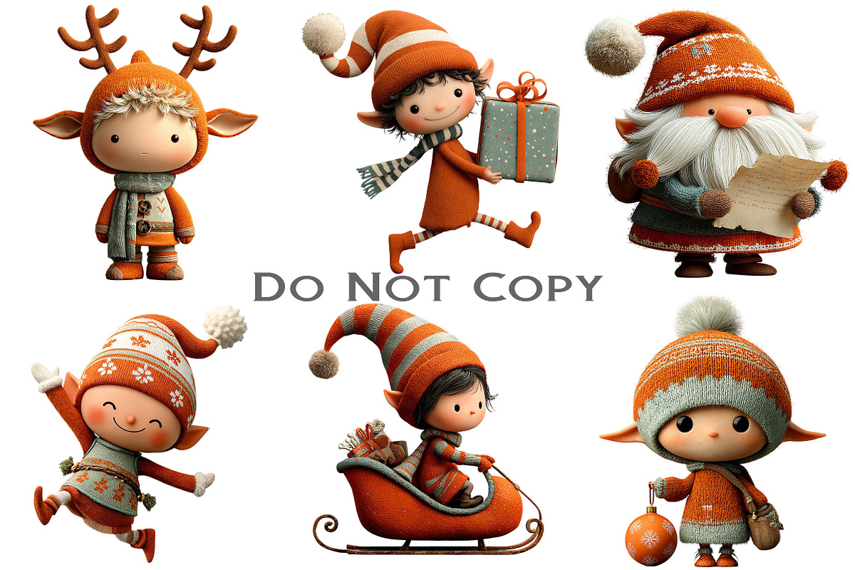 Whimsical Christmas Elf Clipart, an Illustration by Craft Nest (Photo 3 of 8)