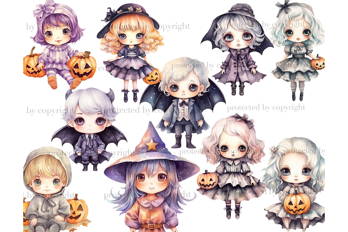 Cute Halloween Clipart PNG | Kawaii, a Person Illustration by GlamArtZhanna (Photo 3 of 5)