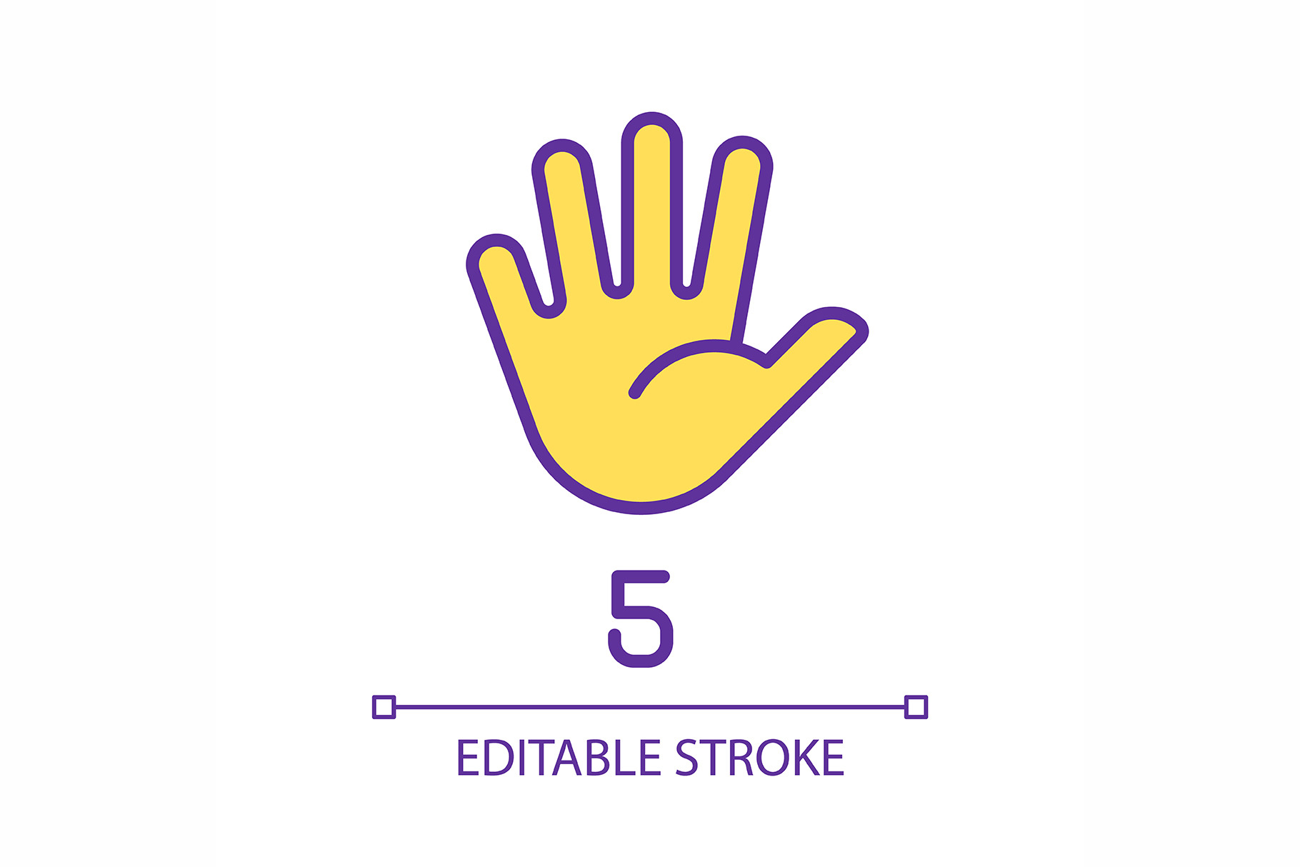 Digit five in American sign language, an Outline Icon by IMG Visuals