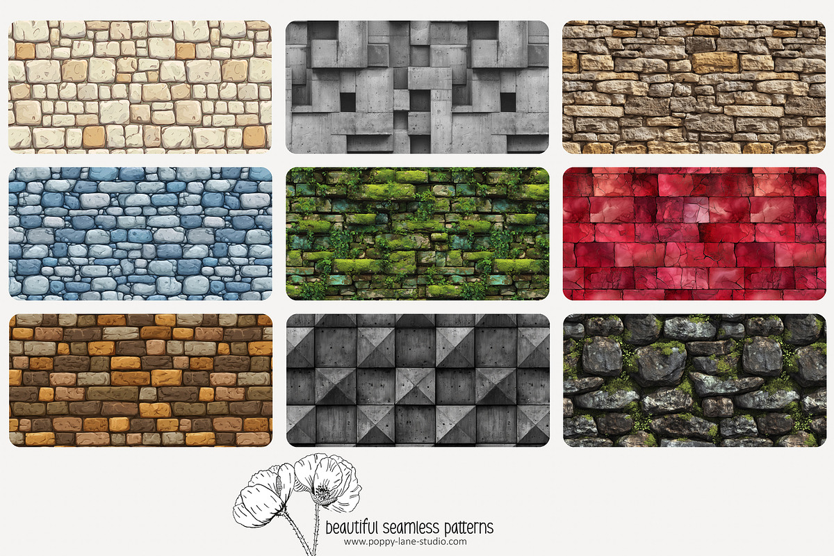 80 stone wall seamless pattern, a Pattern Graphic by Poppy Lane Studio (Photo 10 of 11)