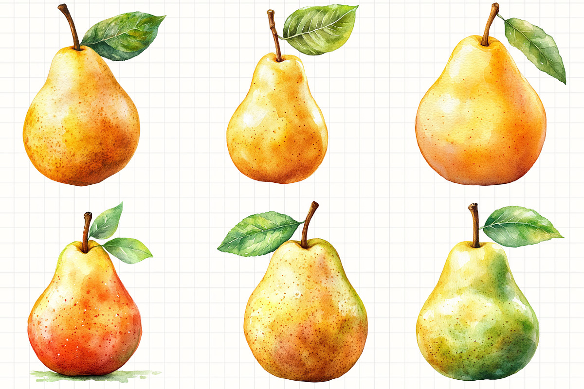 Watercolor Pear Clipart, an Illustration by Libby Wishes (Photo 5 of 6)